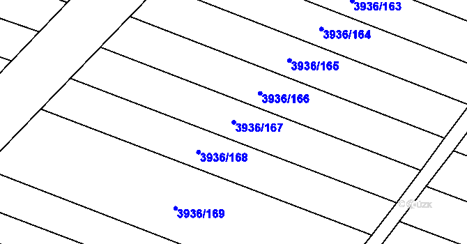 Parcela st. 3936/167 v KÚ Kyjov, Katastrální mapa
