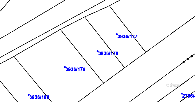 Parcela st. 3936/178 v KÚ Kyjov, Katastrální mapa