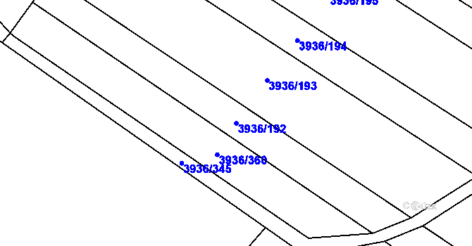 Parcela st. 3936/192 v KÚ Kyjov, Katastrální mapa