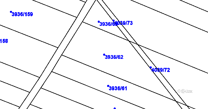 Parcela st. 3936/62 v KÚ Kyjov, Katastrální mapa