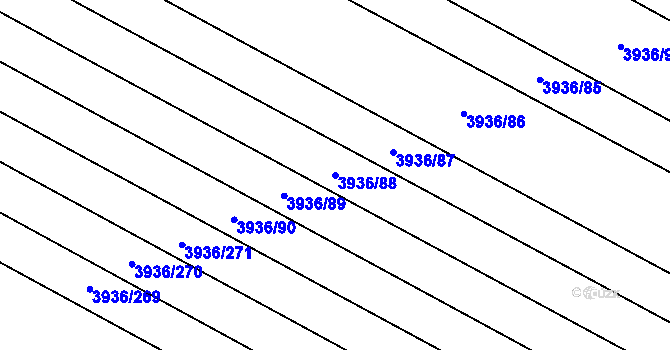 Parcela st. 3936/88 v KÚ Kyjov, Katastrální mapa