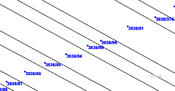 Parcela st. 3936/95 v KÚ Kyjov, Katastrální mapa