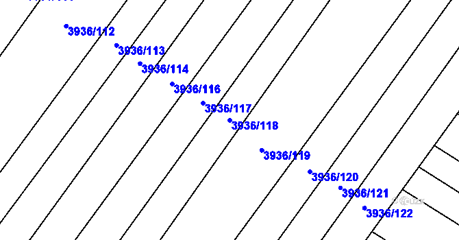 Parcela st. 3936/118 v KÚ Kyjov, Katastrální mapa