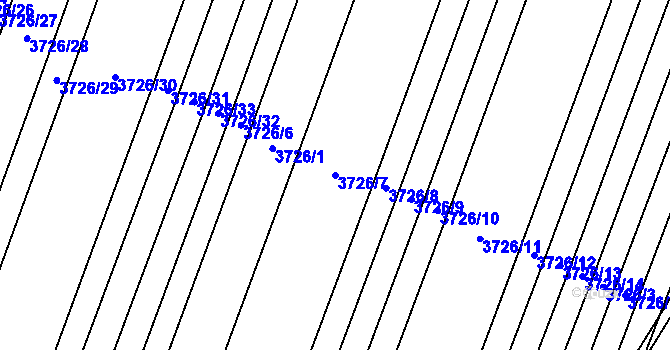 Parcela st. 3726/7 v KÚ Kyjov, Katastrální mapa
