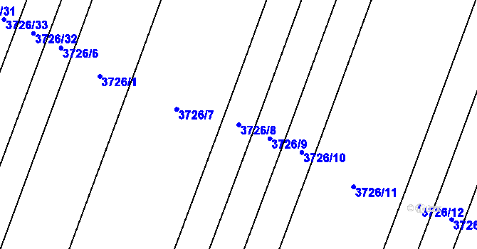 Parcela st. 3726/8 v KÚ Kyjov, Katastrální mapa