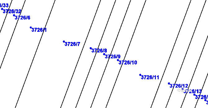 Parcela st. 3726/9 v KÚ Kyjov, Katastrální mapa