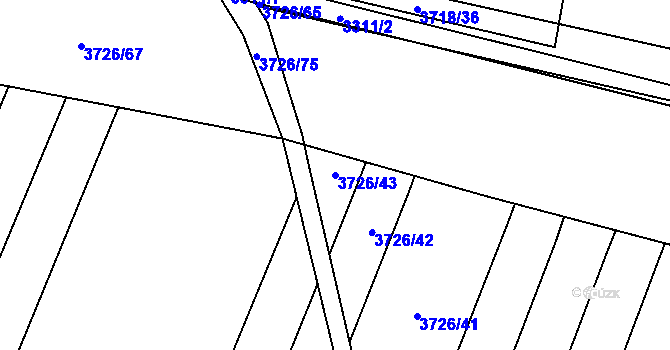 Parcela st. 3726/43 v KÚ Kyjov, Katastrální mapa