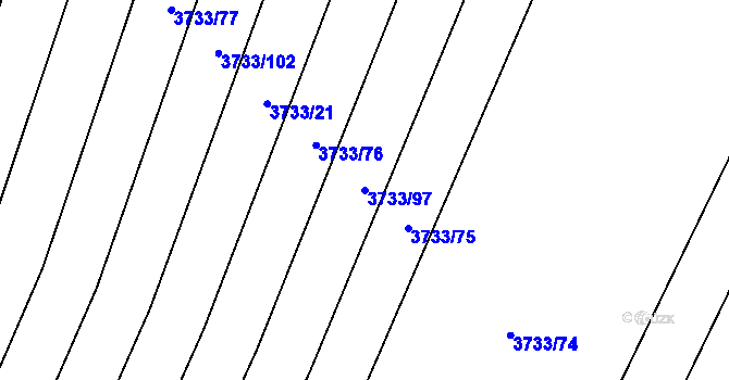 Parcela st. 3733/97 v KÚ Kyjov, Katastrální mapa