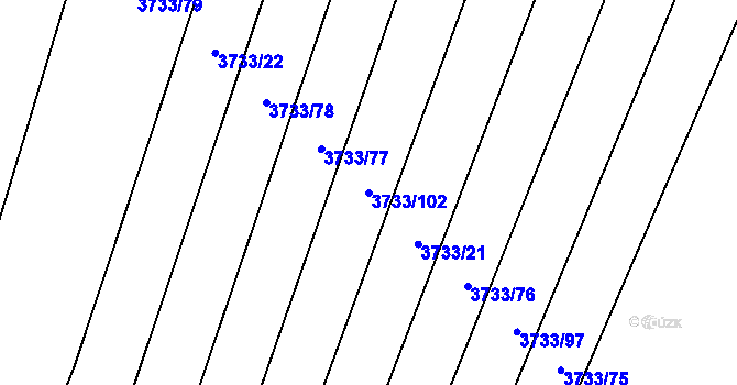 Parcela st. 3733/102 v KÚ Kyjov, Katastrální mapa