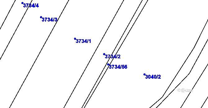 Parcela st. 3734/2 v KÚ Kyjov, Katastrální mapa