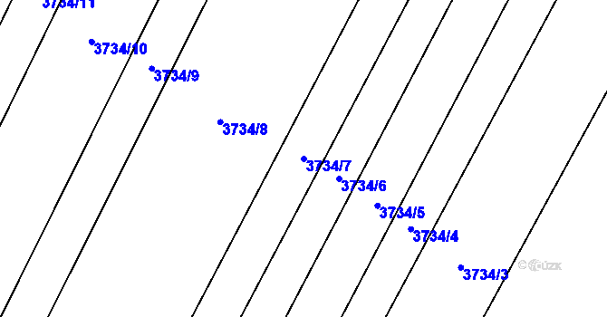 Parcela st. 3734/7 v KÚ Kyjov, Katastrální mapa