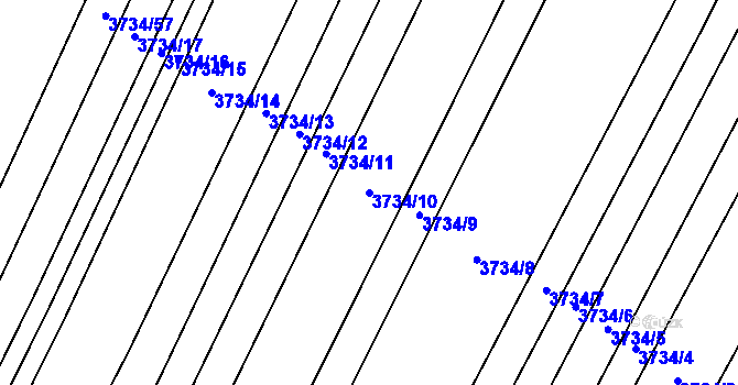 Parcela st. 3734/10 v KÚ Kyjov, Katastrální mapa