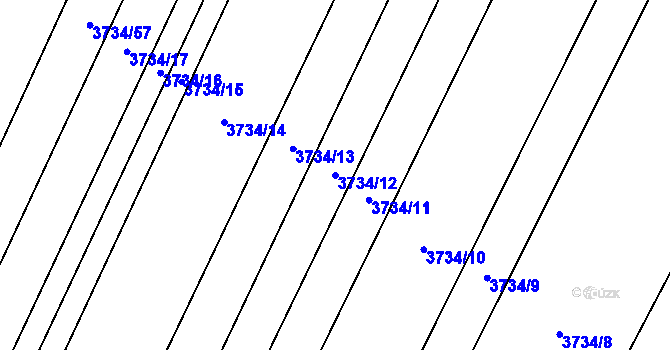 Parcela st. 3734/12 v KÚ Kyjov, Katastrální mapa