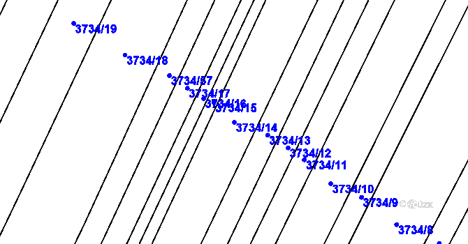 Parcela st. 3734/14 v KÚ Kyjov, Katastrální mapa