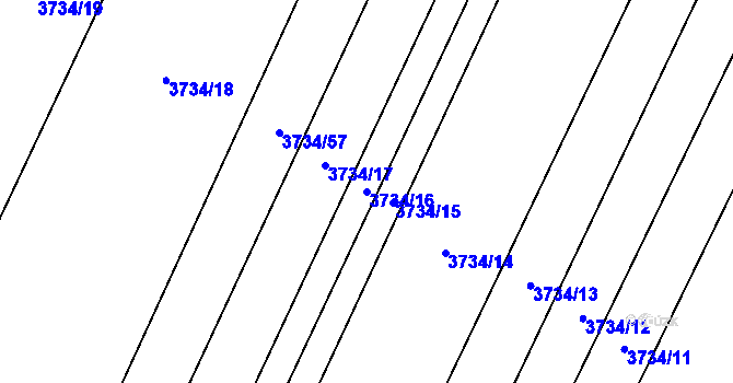Parcela st. 3734/16 v KÚ Kyjov, Katastrální mapa