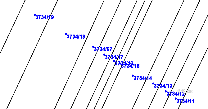 Parcela st. 3734/17 v KÚ Kyjov, Katastrální mapa