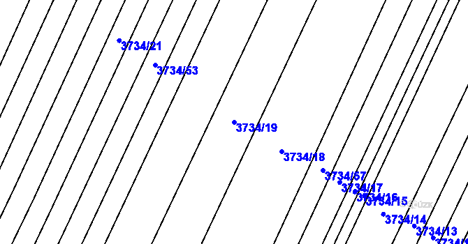 Parcela st. 3734/19 v KÚ Kyjov, Katastrální mapa