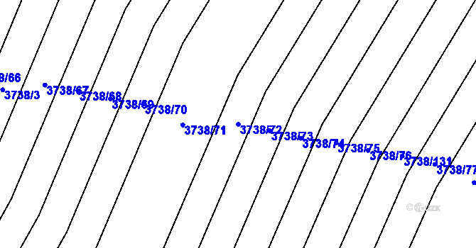 Parcela st. 3738/72 v KÚ Kyjov, Katastrální mapa