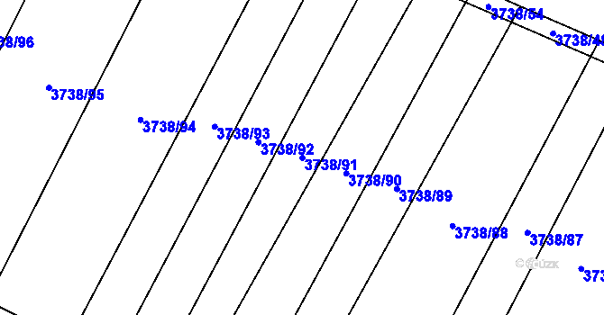 Parcela st. 3738/91 v KÚ Kyjov, Katastrální mapa