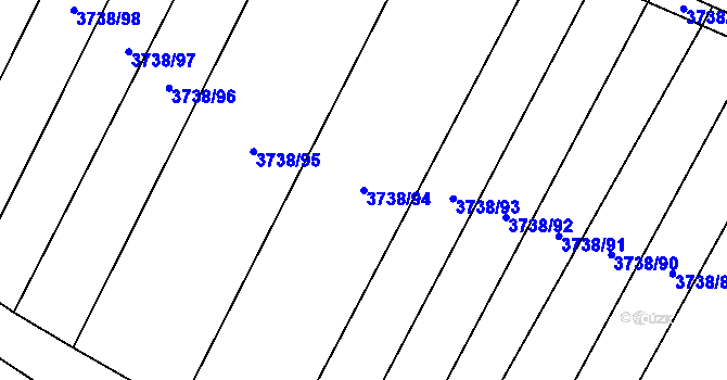 Parcela st. 3738/94 v KÚ Kyjov, Katastrální mapa