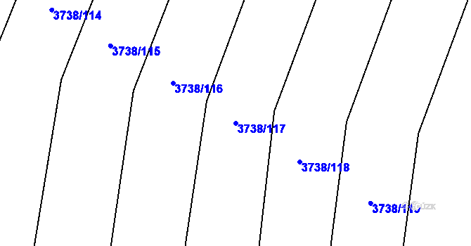 Parcela st. 3738/117 v KÚ Kyjov, Katastrální mapa