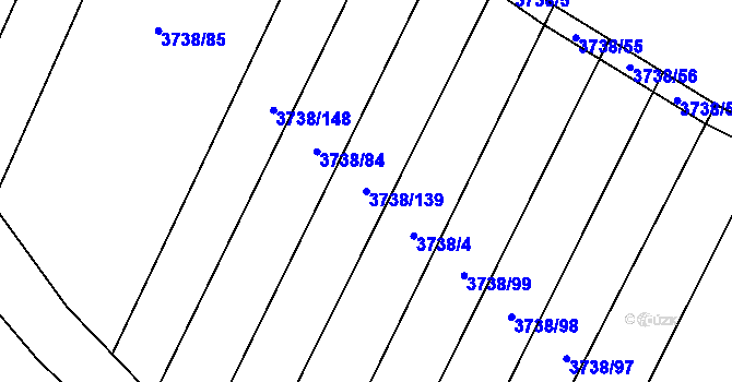 Parcela st. 3738/139 v KÚ Kyjov, Katastrální mapa