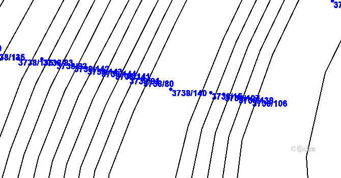 Parcela st. 3738/140 v KÚ Kyjov, Katastrální mapa