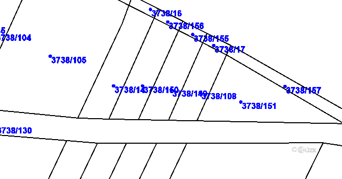 Parcela st. 3738/149 v KÚ Kyjov, Katastrální mapa