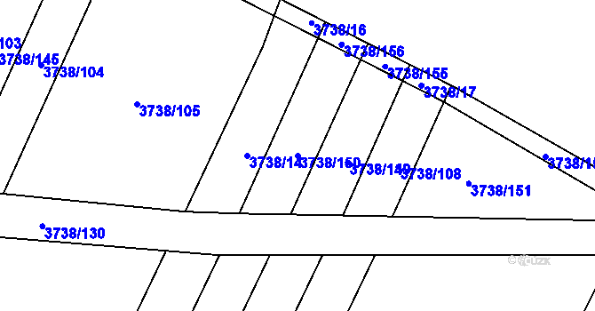 Parcela st. 3738/150 v KÚ Kyjov, Katastrální mapa