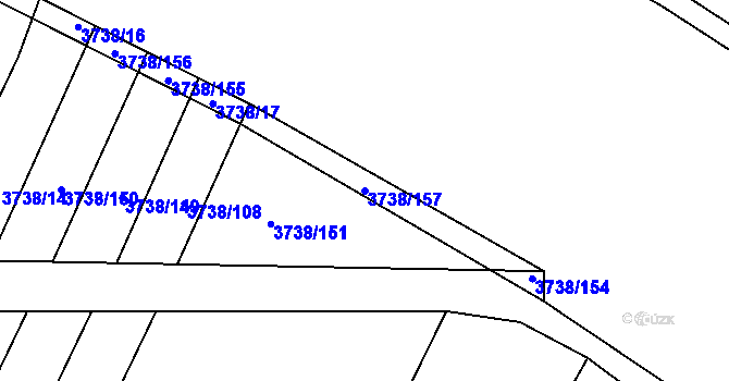 Parcela st. 3738/157 v KÚ Kyjov, Katastrální mapa