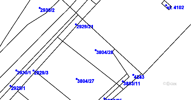 Parcela st. 3804/28 v KÚ Kyjov, Katastrální mapa