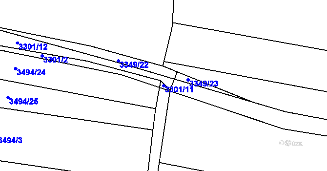 Parcela st. 3301/11 v KÚ Kyjov, Katastrální mapa