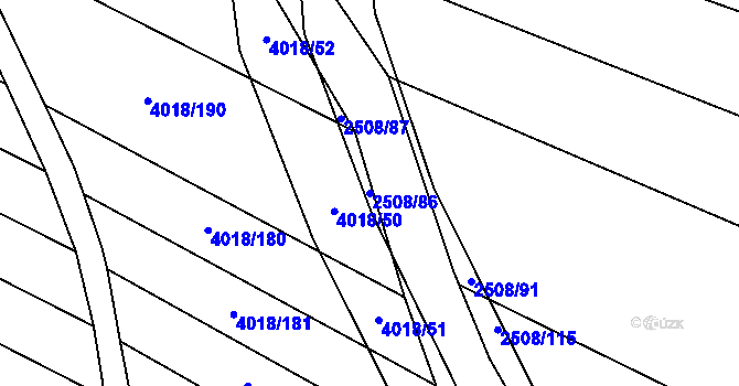 Parcela st. 2508/86 v KÚ Kyjov, Katastrální mapa