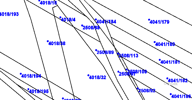 Parcela st. 2508/89 v KÚ Kyjov, Katastrální mapa