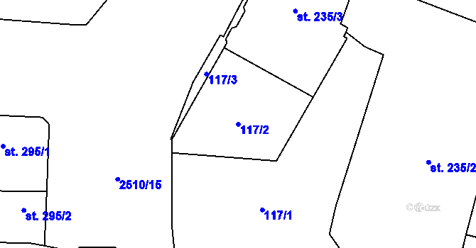 Parcela st. 117/2 v KÚ Kyjov, Katastrální mapa