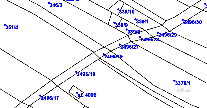 Parcela st. 2496/19 v KÚ Kyjov, Katastrální mapa