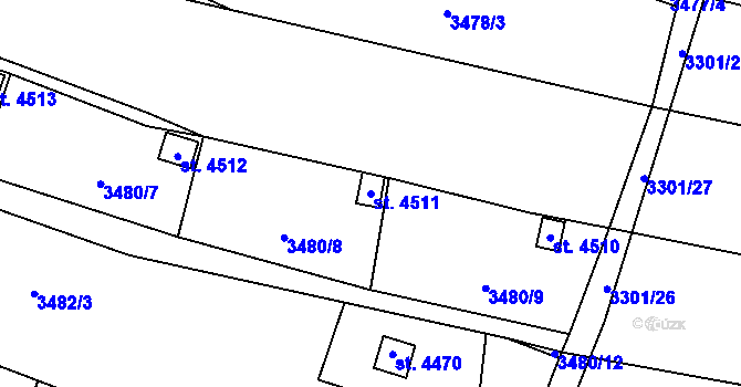 Parcela st. 4511 v KÚ Kyjov, Katastrální mapa