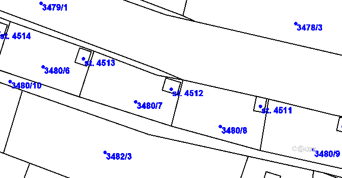 Parcela st. 4512 v KÚ Kyjov, Katastrální mapa