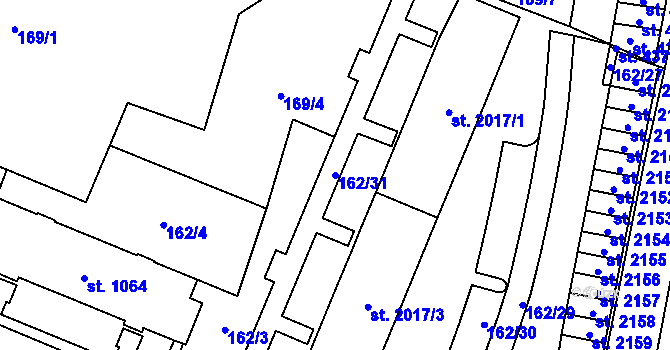 Parcela st. 162/31 v KÚ Kyjov, Katastrální mapa