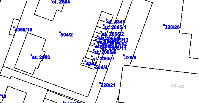 Parcela st. 2065/10 v KÚ Kyjov, Katastrální mapa