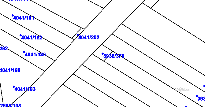 Parcela st. 3936/376 v KÚ Kyjov, Katastrální mapa