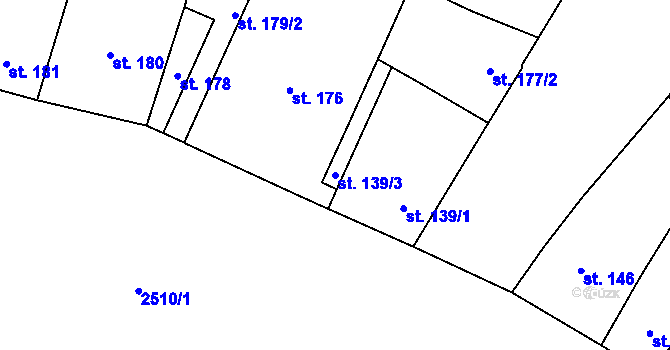 Parcela st. 139/3 v KÚ Kyjov, Katastrální mapa