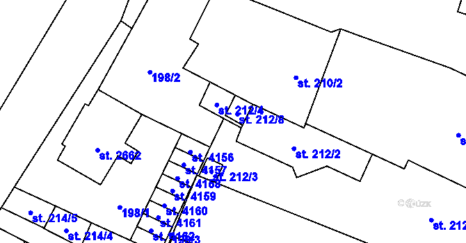 Parcela st. 212/9 v KÚ Kyjov, Katastrální mapa
