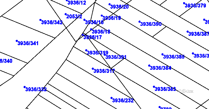 Parcela st. 3936/391 v KÚ Kyjov, Katastrální mapa