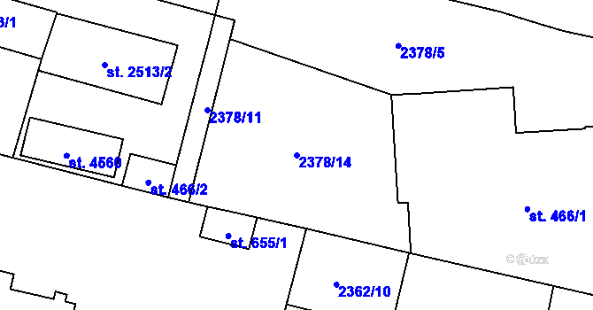 Parcela st. 2378/14 v KÚ Kyjov, Katastrální mapa