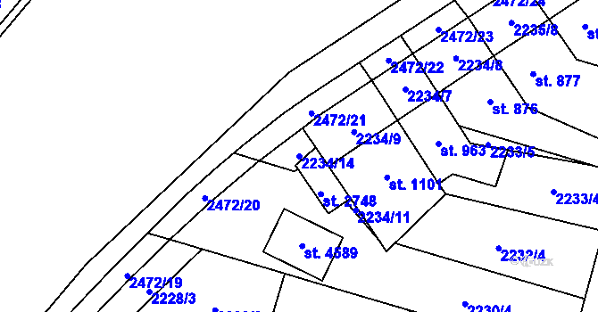 Parcela st. 2234/14 v KÚ Kyjov, Katastrální mapa
