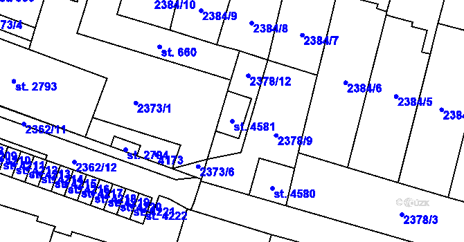 Parcela st. 4581 v KÚ Kyjov, Katastrální mapa