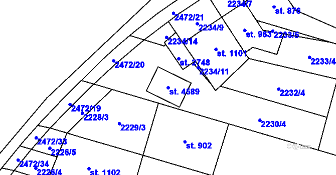 Parcela st. 4589 v KÚ Kyjov, Katastrální mapa