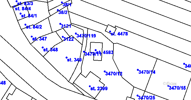 Parcela st. 4583 v KÚ Kyjov, Katastrální mapa