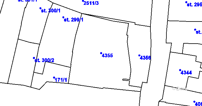 Parcela st. 4355 v KÚ Kyjov, Katastrální mapa